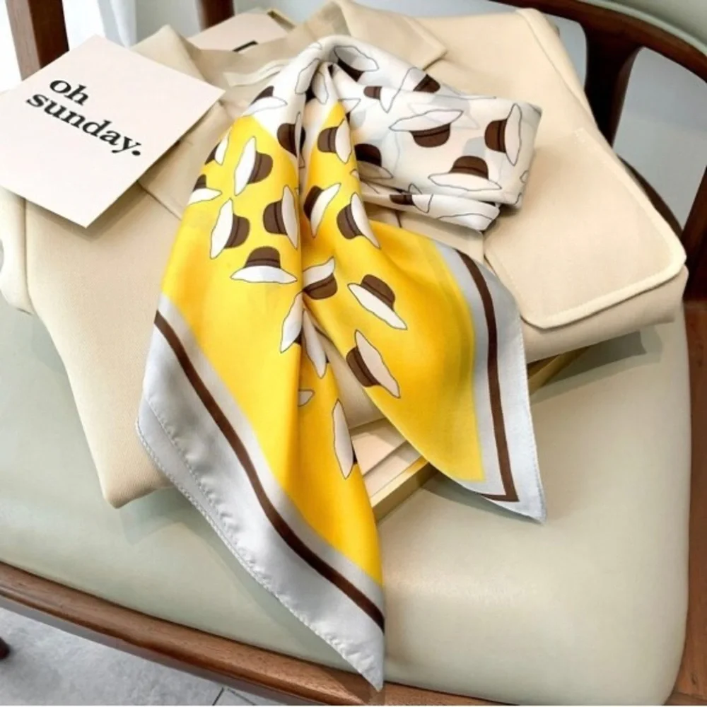 Satin Hair Scarf Women Handkerchief Printed Female Square Scarf